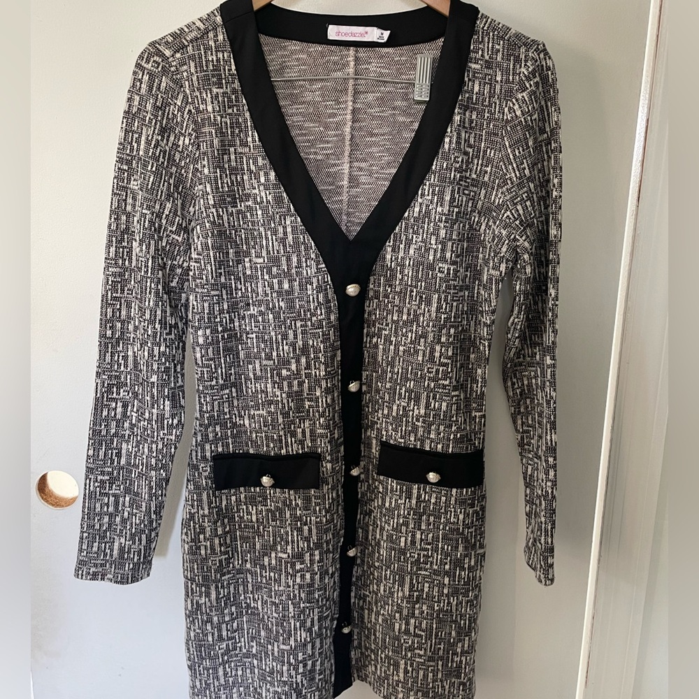 Black and White Tweed Sweater Dress